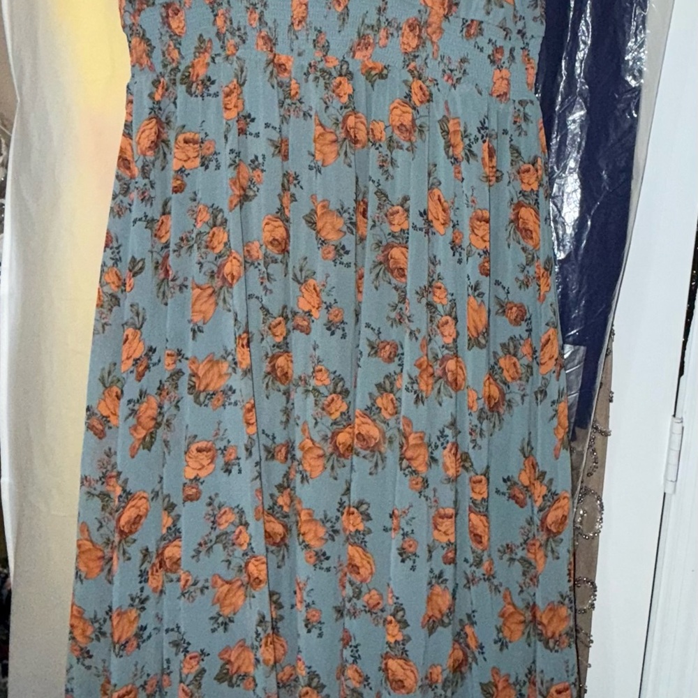Baltic Born Teal and Rust Floral Maxi Dress - Picture 3 of 6